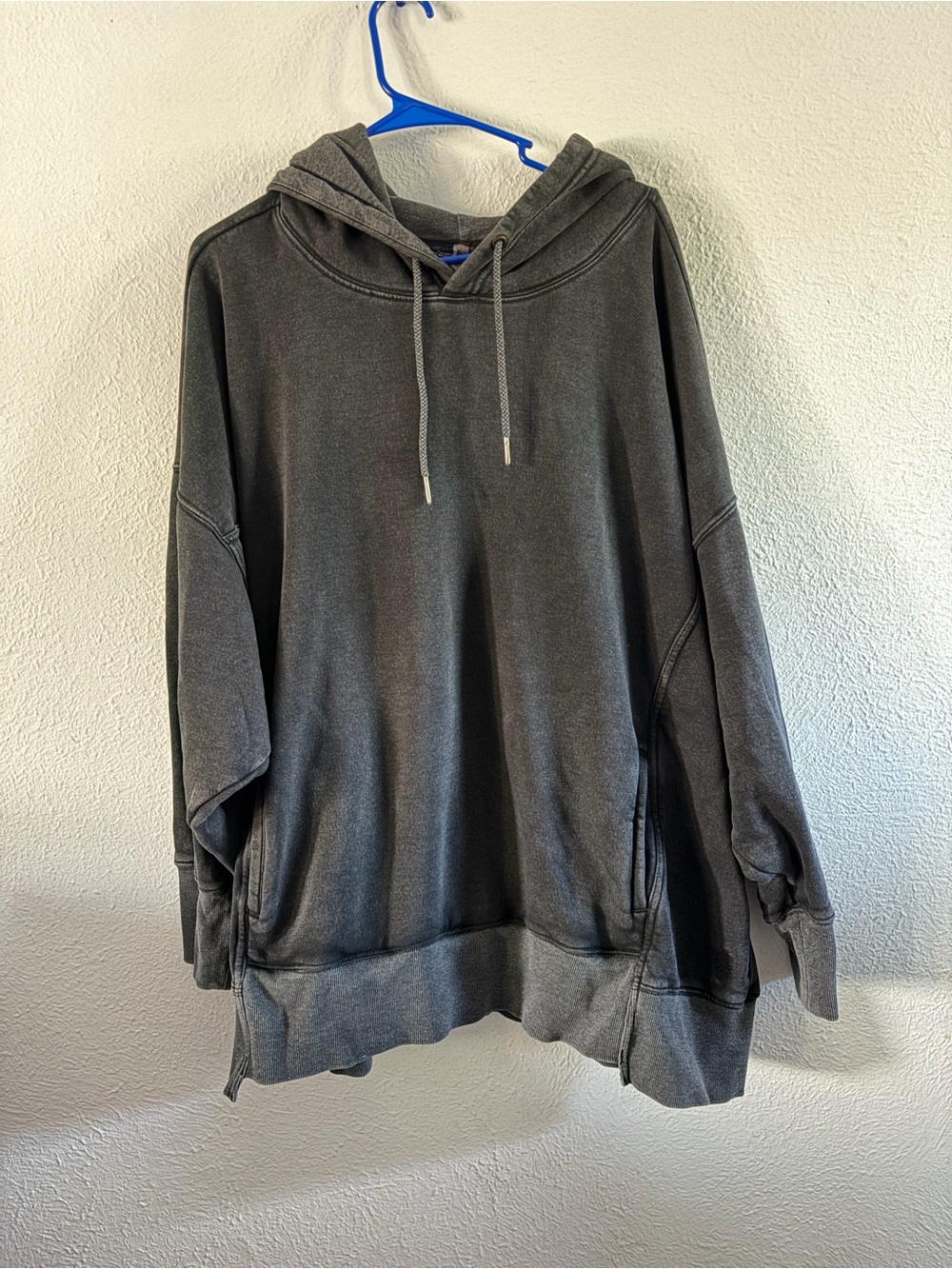 Free People Washed Charcoal Hooded Pullover